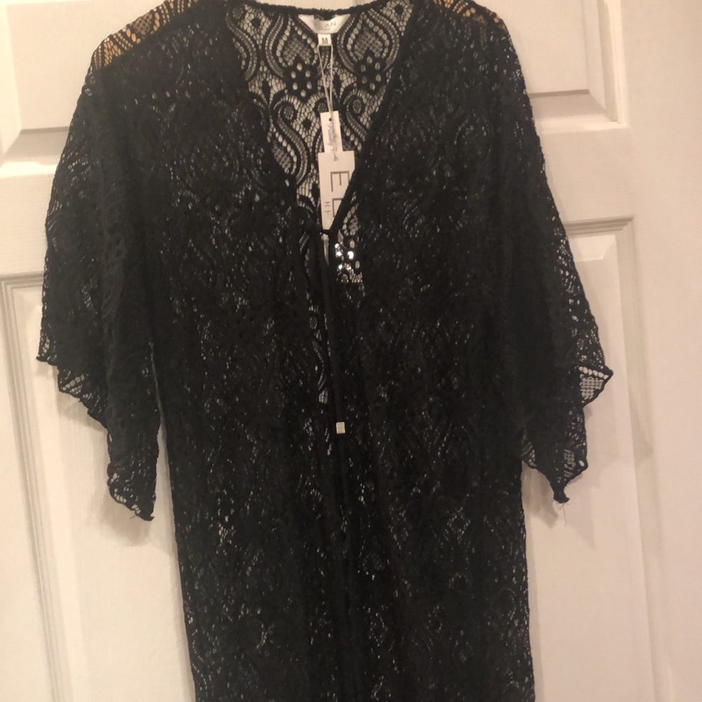 Elan Beach Long Black Lace Cover Up - Picture 3 of 15